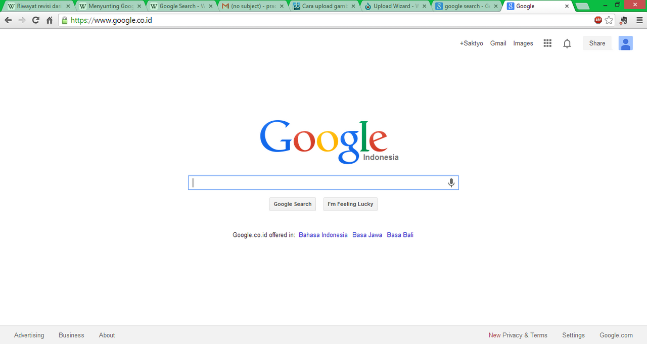 Google Indonesia website screenshot, 2013